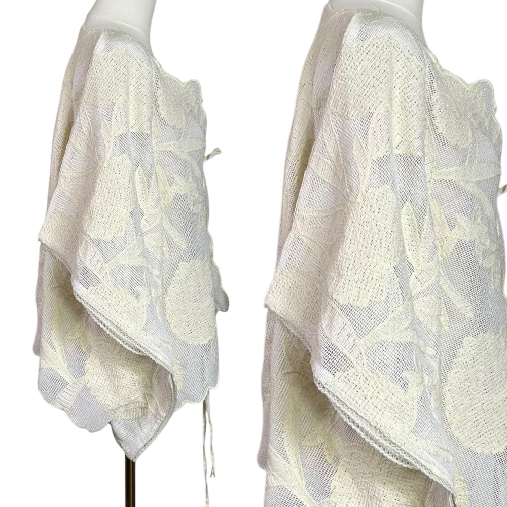 Free People Bohemian Beach Ethereal Cottage Lace Willow Tie Front Cape Kimono OS - Picture 10 of 15